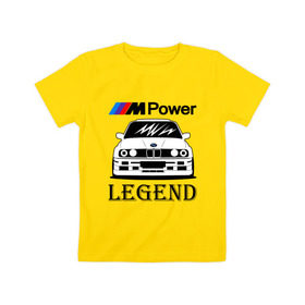Детская футболка хлопок с принтом BMW Power LEGEND в Тюмени, 100% хлопок | круглый вырез горловины, полуприлегающий силуэт, длина до линии бедер | bmw | legend | motorsport | power | авто | автомобиль | бмв | бумер | бэха | крутая | легенда | машина | немецкое | тачка