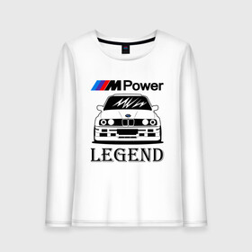 Женский лонгслив хлопок с принтом BMW Power LEGEND в Тюмени, 100% хлопок |  | bmw | legend | motorsport | power | авто | автомобиль | бмв | бумер | бэха | крутая | легенда | машина | немецкое | тачка