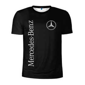 Мужская футболка 3D спортивная с принтом MERCEDES-BENZ (2 стороны) в Тюмени, 100% полиэстер с улучшенными характеристиками | приталенный силуэт, круглая горловина, широкие плечи, сужается к линии бедра | Тематика изображения на принте: amg | benz | carbon | logo | mercedes | амг | бенз | бенс | бенц | гелик | карбон | лого | мерин | мерс | мерседес | на спине
