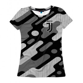 Женская футболка 3D с принтом Juventus в Тюмени, 100% полиэфир ( синтетическое хлопкоподобное полотно) | прямой крой, круглый вырез горловины, длина до линии бедер | club | football | juventus | италия | криштиану | роналду | футбол | черный | ювентус
