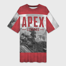 Платье-футболка 3D с принтом APEX LEGENDS (2 стороны) в Тюмени,  |  | apex | legend | legends | titanfall | апекс | арех | бангалор | бладхаунд | верхушки | гибралтар | каустик | лайфлайн | легенда | легенды | ледженд | леджендс | мираж | орех | рэйф | титанфол