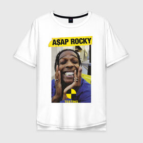 Мужская футболка хлопок Oversize с принтом A$AP ROCKY в Тюмени, 100% хлопок | свободный крой, круглый ворот, “спинка” длиннее передней части | aap | asap | mob | rap | rocky | testing | асап | банда | моб | раким | реп | роки | рэп | рэпер | тестинг | эйсап | эсап