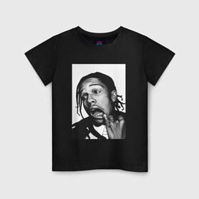 Детская футболка хлопок с принтом A$AP ROCKY в Тюмени, 100% хлопок | круглый вырез горловины, полуприлегающий силуэт, длина до линии бедер | aap | asap | mob | rap | rocky | testing | альбом | асап | банда | моб | раким | реп | роки | рэп | рэпер | тестинг | эйсап | эсап