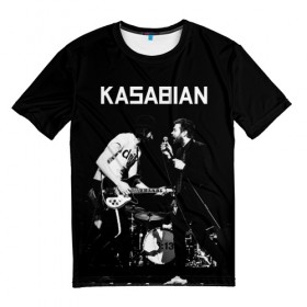 Мужская футболка 3D с принтом Kasabian в Тюмени, 100% полиэфир | прямой крой, круглый вырез горловины, длина до линии бедер | kasabian | группы | касабиан | касейбиан | крис эдвардс | музыка | рок | рок группы | серджио пиццорно | том мейган