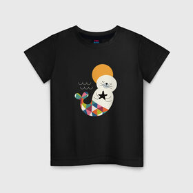 Детская футболка хлопок с принтом Морской Котик в Тюмени, 100% хлопок | круглый вырез горловины, полуприлегающий силуэт, длина до линии бедер | Тематика изображения на принте: 