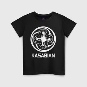 Детская футболка хлопок с принтом Kasabian в Тюмени, 100% хлопок | круглый вырез горловины, полуприлегающий силуэт, длина до линии бедер | Тематика изображения на принте: kasabian | группы | касабиан | касейбиан | крис эдвардс | музыка | рок | рок группы | серджио пиццорно | том мейган