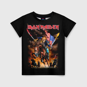 Детская футболка 3D с принтом Iron Maiden в Тюмени, 100% гипоаллергенный полиэфир | прямой крой, круглый вырез горловины, длина до линии бедер, чуть спущенное плечо, ткань немного тянется | Тематика изображения на принте: heavy metal | iron maiden | metal | айрон мейден | группы | метал | музыка | рок | хеви метал