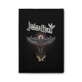 Обложка для автодокументов с принтом Judas Priest в Тюмени, натуральная кожа |  размер 19,9*13 см; внутри 4 больших “конверта” для документов и один маленький отдел — туда идеально встанут права | judas priest | metal | rock | группы | метал | музыка | рок | хард рок | хэви метал