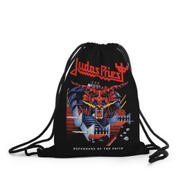 Рюкзак-мешок 3D с принтом Judas Priest в Тюмени, 100% полиэстер | плотность ткани — 200 г/м2, размер — 35 х 45 см; лямки — толстые шнурки, застежка на шнуровке, без карманов и подкладки | judas priest | metal | rock | группы | метал | музыка | рок | хард рок | хэви метал