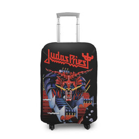 Чехол для чемодана 3D с принтом Judas Priest в Тюмени, 86% полиэфир, 14% спандекс | двустороннее нанесение принта, прорези для ручек и колес | judas priest | metal | rock | группы | метал | музыка | рок | хард рок | хэви метал