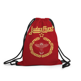 Рюкзак-мешок 3D с принтом Judas Priest в Тюмени, 100% полиэстер | плотность ткани — 200 г/м2, размер — 35 х 45 см; лямки — толстые шнурки, застежка на шнуровке, без карманов и подкладки | judas priest | metal | rock | группы | метал | музыка | рок | хард рок | хэви метал