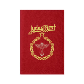 Обложка для паспорта матовая кожа с принтом Judas Priest в Тюмени, натуральная матовая кожа | размер 19,3 х 13,7 см; прозрачные пластиковые крепления | judas priest | metal | rock | группы | метал | музыка | рок | хард рок | хэви метал