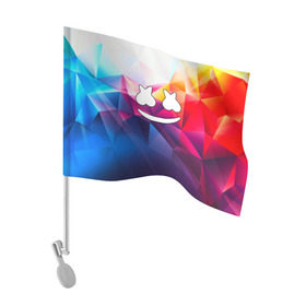 Флаг для автомобиля с принтом Marshmello в Тюмени, 100% полиэстер | Размер: 30*21 см | christopher comstock | dj | marshmello | music | диджей | клубная музыка | клубняк | крис комсток | логотип | маршмэллоу | музыка