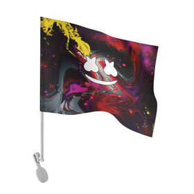 Флаг для автомобиля с принтом Marshmello в Тюмени, 100% полиэстер | Размер: 30*21 см | christopher comstock | dj | marshmello | music | диджей | клубная музыка | клубняк | крис комсток | логотип | маршмэллоу | музыка