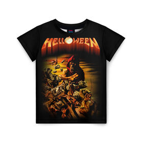 Детская футболка 3D с принтом Helloween в Тюмени, 100% гипоаллергенный полиэфир | прямой крой, круглый вырез горловины, длина до линии бедер, чуть спущенное плечо, ткань немного тянется | heavy metal | helloween | metal | группа | метал | музыка | пауэр метал | рок | хэви метал