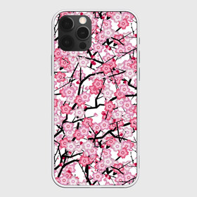 Чехол для iPhone 12 Pro Max с принтом Сакура в Тюмени, Силикон |  | blossoms | cherry | flower | pink | sakura | spring | white | абстракция | белые | весна | ветки | вишня | графика | иллюстрация | картинка | лепестки | мода | молодежная | орнамент | природа | рисунок | розовые | сакура