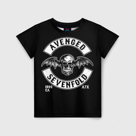 Детская футболка 3D с принтом Avenged Sevenfold в Тюмени, 100% гипоаллергенный полиэфир | прямой крой, круглый вырез горловины, длина до линии бедер, чуть спущенное плечо, ткань немного тянется | Тематика изображения на принте: a7x | avenged sevenfold | heavy metal | metal | группы | метал | музыка | прогрессивный метал | рок | хард рок | хэви метал