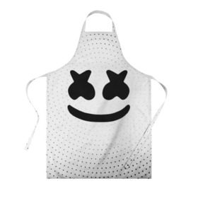 Фартук 3D с принтом MARSHMELLO в Тюмени, 100% полиэстер | общий размер — 65 х 85 см, ширина нагрудника — 26 см, горловина — 53 см, длина завязок — 54 см, общий обхват в поясе — 173 см. Принт на завязках и на горловине наносится с двух сторон, на основной части фартука — только с внешней стороны | marsh | marshmallow | marshmello | marshmelo | mello | music | smile | диджей | лого | маршмеллов | маршмеллоу | маршмеллу | маршмело | маршмелов | маршмелоу | музыка | музыкант | рожица | трэп | улыбка | хаус