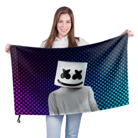 Флаг 3D с принтом MARSHMELLO в Тюмени, 100% полиэстер | плотность ткани — 95 г/м2, размер — 67 х 109 см. Принт наносится с одной стороны | marsh | marshmallow | marshmello | marshmelo | mello | music | smile | диджей | лого | маршмеллов | маршмеллоу | маршмеллу | маршмело | маршмелов | маршмелоу | музыка | музыкант | рожица | трэп | улыбка | хаус