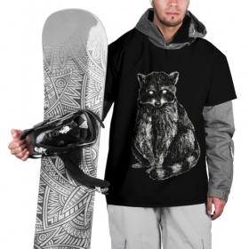 Накидка на куртку 3D с принтом Енот в Тюмени, 100% полиэстер |  | гладкая шерсть | енот | енот полоскун | енотик полосатый | животное | лесной | милый | минимализм | полосатый хвост | черно белый