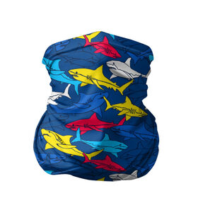 Бандана-труба 3D с принтом Акулы в Тюмени, 100% полиэстер, ткань с особыми свойствами — Activecool | плотность 150‒180 г/м2; хорошо тянется, но сохраняет форму | blue | drawin | fashion | fish | illustration | ocean | predator | red | sea | sharks | style | water | yellow | youth | акулы | вода | графика | жёлтый | иллюстрация | картинка | красный | мода | молодежная | море | океан | рисунок | рыба | син
