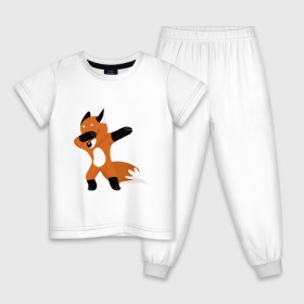Детская пижама хлопок с принтом Лиса делает ДЭБ в Тюмени, 100% хлопок |  брюки и футболка прямого кроя, без карманов, на брюках мягкая резинка на поясе и по низу штанин
 | Тематика изображения на принте: деб | дэб | лиса | лисенок