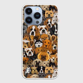 Чехол для iPhone 13 Pro с принтом Собаки в Тюмени,  |  | бульдог | вельшкорги | весёлые | гончая | графика | далматинец | добрые | домашние | животные | иллюстрация | картинка | кинолог | коллаж | колли | лайка | мастиф | мода | молодежная | п | пемброк