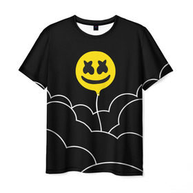 Мужская футболка 3D с принтом MARSHMELLO - HAPPIER в Тюмени, 100% полиэфир | прямой крой, круглый вырез горловины, длина до линии бедер | happier | marsh | marshmallow | marshmello | marshmelo | mello | music | smile | диджей | лого | маршмеллов | маршмеллоу | маршмеллу | маршмело | маршмелов | маршмелоу | музыка | музыкант | трэп | улыбка | хаус