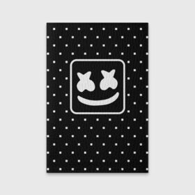 Обложка для паспорта матовая кожа с принтом MARSHMELLO в Тюмени, натуральная матовая кожа | размер 19,3 х 13,7 см; прозрачные пластиковые крепления | marsh | marshmallow | marshmello | marshmelo | mello | music | smile | диджей | лого | маршмеллов | маршмеллоу | маршмеллу | маршмело | маршмелов | маршмелоу | музыка | музыкант | рожица | трэп | улыбка | хаус