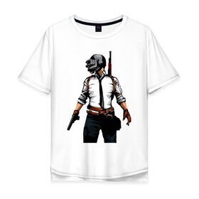 Мужская футболка хлопок Oversize с принтом PLAYERUNKNOWNS BATTLEGROUNDS в Тюмени, 100% хлопок | свободный крой, круглый ворот, “спинка” длиннее передней части | pubg | игра | игры | онлайн | пабг