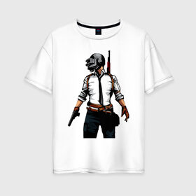 Женская футболка хлопок Oversize с принтом PLAYERUNKNOWNS BATTLEGROUNDS в Тюмени, 100% хлопок | свободный крой, круглый ворот, спущенный рукав, длина до линии бедер
 | pubg | игра | игры | онлайн | пабг