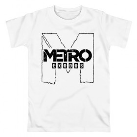 Мужская футболка хлопок с принтом METRO EXODUS в Тюмени, 100% хлопок | прямой крой, круглый вырез горловины, длина до линии бедер, слегка спущенное плечо. | 