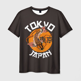 Мужская футболка 3D с принтом Токио в Тюмени, 100% полиэфир | прямой крой, круглый вырез горловины, длина до линии бедер | carp | city | country | fashio | fish | gold | great | hieroglyphs | japan | koi | sun | symbol | tokyo | акварель | большое | город | графика | золотая | иероглифы | иллюстрация | карп | картинка | кои | мода | рисунок | рыбка | символ | солнце