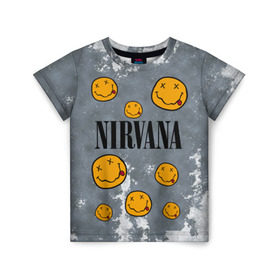 Детская футболка 3D с принтом NIRVANA в Тюмени, 100% гипоаллергенный полиэфир | прямой крой, круглый вырез горловины, длина до линии бедер, чуть спущенное плечо, ткань немного тянется | nirvana | альтернативный рок | гранж | группа | курт кобейн | логотип нирвана | музыка | нирвана | песни | рок
