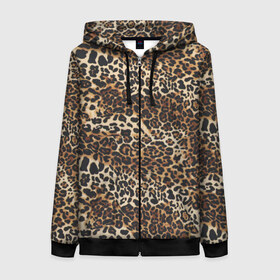 Женская толстовка 3D на молнии с принтом Леопард в Тюмени, 100% полиэстер | длина до линии бедра, манжеты и пояс оформлены мягкой тканевой резинкой, двухслойный капюшон со шнурком для регулировки, спереди молния, по бокам два кармана | camouflage | cat | disguise | fashion | illustration | jungle | leopard | predator | skin | spots | style | wild | youth | графика | джунгли | дикий | иллюстрация | камуфляж | картинка | кошка | леопард | маскировка | мода | молодежная | пятна | рисунок |