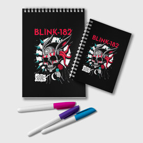 Блокнот с принтом Blink 182 в Тюмени, 100% бумага | 48 листов, плотность листов — 60 г/м2, плотность картонной обложки — 250 г/м2. Листы скреплены удобной пружинной спиралью. Цвет линий — светло-серый
 | Тематика изображения на принте: punk | группы | кролик | музыка | панк