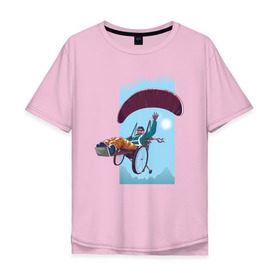 Мужская футболка хлопок Oversize с принтом Параплан в Тюмени, 100% хлопок | свободный крой, круглый ворот, “спинка” длиннее передней части | для инвалидов | инвалид | коляска | параплан | парашют | полет