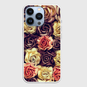 Чехол для iPhone 13 Pro с принтом Шоколадные розы в Тюмени,  |  | Тематика изображения на принте: бабушке | девочке | девушке | дочке | желтые цветы | женщине | маме | подруге | природа | розовые цветы | розы | сестре | теще | тюльпаны | цветы