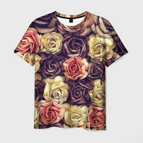 Мужская футболка 3D с принтом Шоколадные розы в Тюмени, 100% полиэфир | прямой крой, круглый вырез горловины, длина до линии бедер | бабушке | девочке | девушке | дочке | желтые цветы | женщине | маме | подруге | природа | розовые цветы | розы | сестре | теще | тюльпаны | цветы