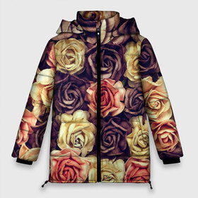 Женская зимняя куртка 3D с принтом Шоколадные розы в Тюмени, верх — 100% полиэстер; подкладка — 100% полиэстер; утеплитель — 100% полиэстер | длина ниже бедра, силуэт Оверсайз. Есть воротник-стойка, отстегивающийся капюшон и ветрозащитная планка. 

Боковые карманы с листочкой на кнопках и внутренний карман на молнии | бабушке | девочке | девушке | дочке | желтые цветы | женщине | маме | подруге | природа | розовые цветы | розы | сестре | теще | тюльпаны | цветы