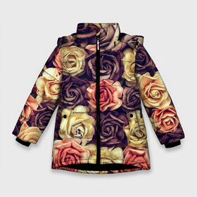 Зимняя куртка для девочек 3D с принтом Шоколадные розы в Тюмени, ткань верха — 100% полиэстер; подклад — 100% полиэстер, утеплитель — 100% полиэстер. | длина ниже бедра, удлиненная спинка, воротник стойка и отстегивающийся капюшон. Есть боковые карманы с листочкой на кнопках, утяжки по низу изделия и внутренний карман на молнии. 

Предусмотрены светоотражающий принт на спинке, радужный светоотражающий элемент на пуллере молнии и на резинке для утяжки. | бабушке | девочке | девушке | дочке | желтые цветы | женщине | маме | подруге | природа | розовые цветы | розы | сестре | теще | тюльпаны | цветы