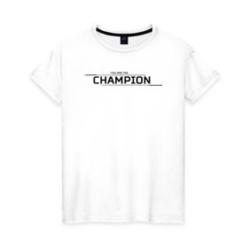 Женская футболка хлопок с принтом Apex legends - champion в Тюмени, 100% хлопок | прямой крой, круглый вырез горловины, длина до линии бедер, слегка спущенное плечо | 
