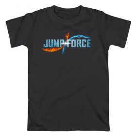 Мужская футболка хлопок с принтом JUMP FORCE в Тюмени, 100% хлопок | прямой крой, круглый вырез горловины, длина до линии бедер, слегка спущенное плечо. | 