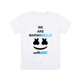 Детская футболка хлопок с принтом Marshmello (MELLOGANG) в Тюмени, 100% хлопок | круглый вырез горловины, полуприлегающий силуэт, длина до линии бедер | christopher comstock | dj | marshmello | mellogang | music | диджей | клубная музыка | клубняк | крис комсток | логотип | маршмеллоу | музыка