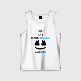 Детская майка хлопок с принтом Marshmello (MELLOGANG) в Тюмени,  |  | Тематика изображения на принте: christopher comstock | dj | marshmello | mellogang | music | диджей | клубная музыка | клубняк | крис комсток | логотип | маршмеллоу | музыка