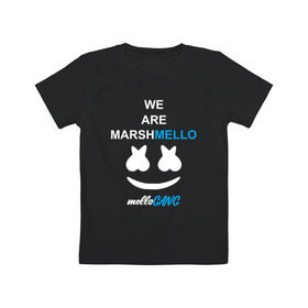 Детская футболка хлопок с принтом Marshmello (MELLOGANG) в Тюмени, 100% хлопок | круглый вырез горловины, полуприлегающий силуэт, длина до линии бедер | christopher comstock | dj | marshmello | music | диджей | клубная музыка | клубняк | крис комсток | логотип | маршмеллоу | музыка