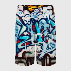Детские спортивные шорты 3D с принтом Graffiti в Тюмени,  100% полиэстер
 | пояс оформлен широкой мягкой резинкой, ткань тянется
 | grafity | paint | street art | urban | город | граффити | искусство | кирпичи | краски | рисунки | стена | улицы | уличное искусство