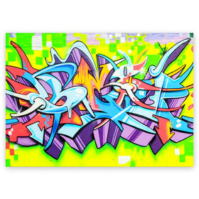 Поздравительная открытка с принтом Неоновая кислота в Тюмени, 100% бумага | плотность бумаги 280 г/м2, матовая, на обратной стороне линовка и место для марки
 | grafity | paint | street art | urban | город | граффити | искусство | кирпичи | краски | рисунки | стена | улицы | уличное искусство