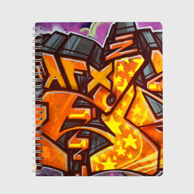 Тетрадь с принтом graffiti color в Тюмени, 100% бумага | 48 листов, плотность листов — 60 г/м2, плотность картонной обложки — 250 г/м2. Листы скреплены сбоку удобной пружинной спиралью. Уголки страниц и обложки скругленные. Цвет линий — светло-серый
 | graffiti | paint | street art | urban | город | граффити | искусство | кирпичи | краски | рисунки | стена | улицы | уличное искусство