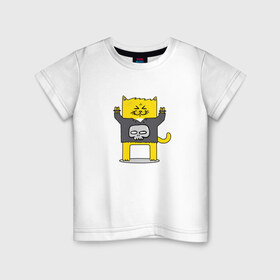 Детская футболка хлопок с принтом Heavy Metal Cat в Тюмени, 100% хлопок | круглый вырез горловины, полуприлегающий силуэт, длина до линии бедер | киса | коза | концерт | кот | котейка | котенок | котик | котэ | котя | крутой | метал | металл | музыка | рок | рокер | тяжелый | череп